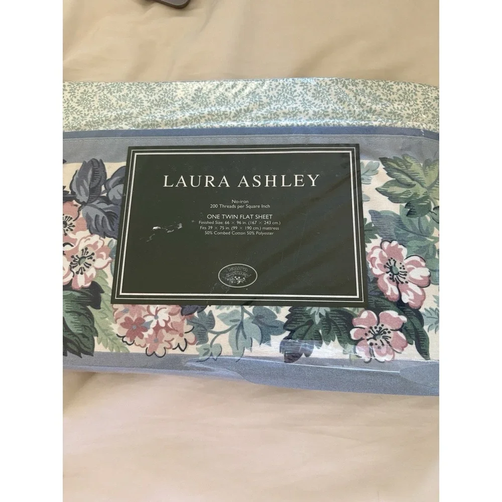 NEW NOS‎ Vintage Laura Ashley Cottage Rose Twin Flat Sheet Cottage-core